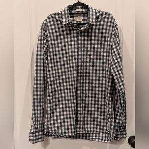 J.Crew Men's Classic Fit Gingham Shirt 100% Cotton Navy White MT Tall Medium